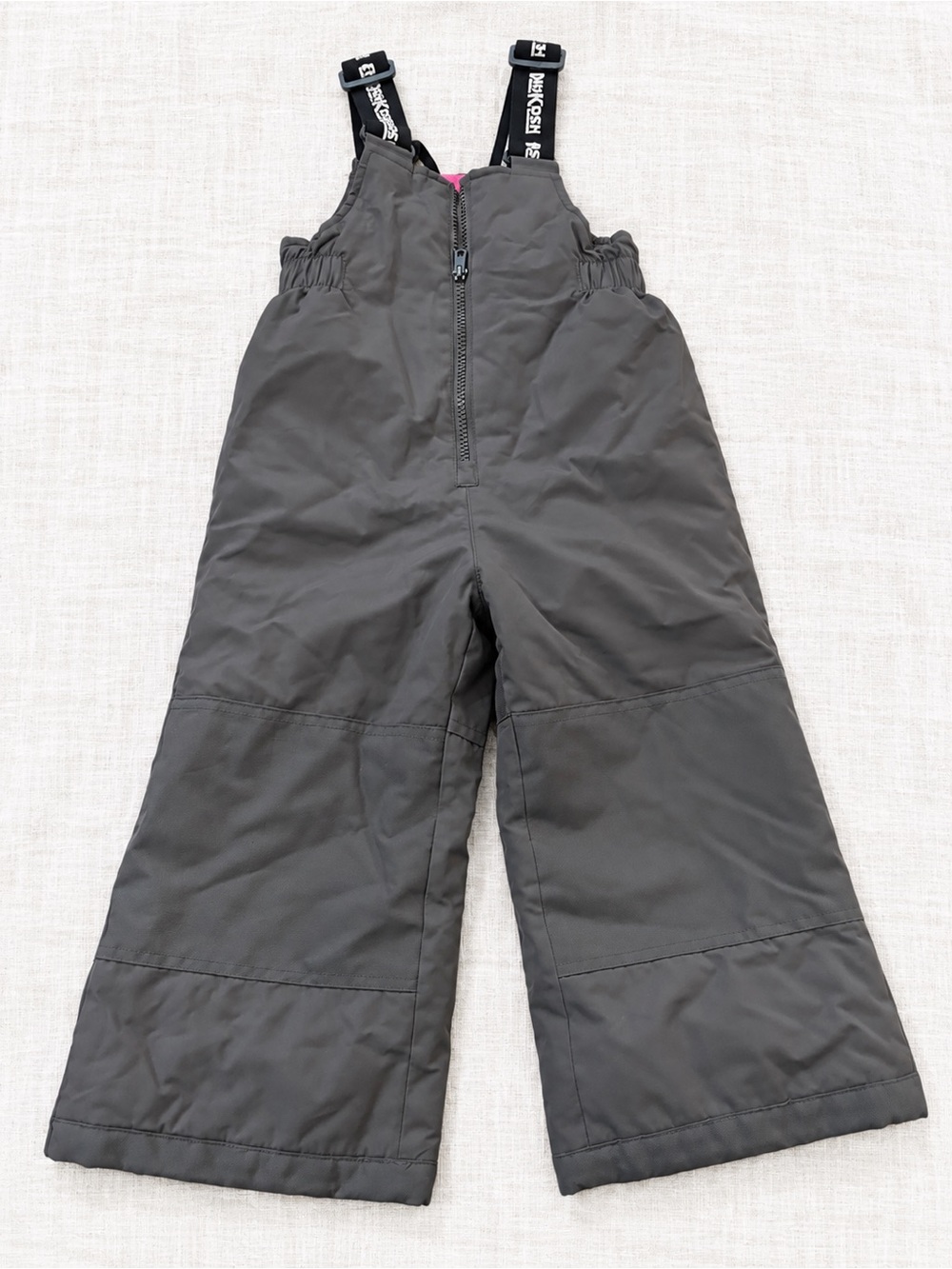 OshKosh B’gosh Girls 3T Grey Insulated Snow Bib Pants Pink Winter Ski